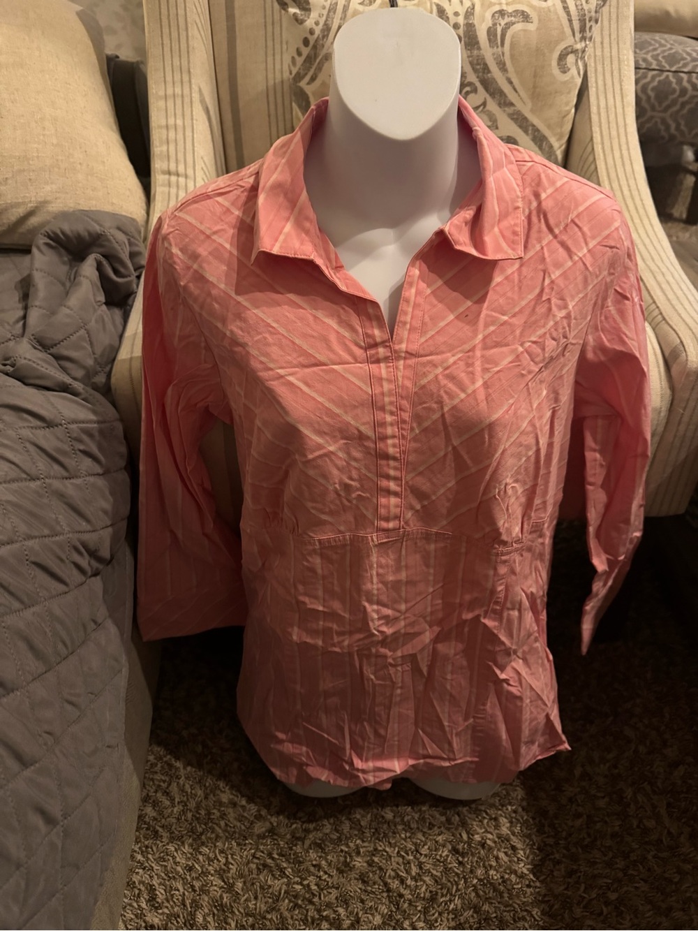 Maternity Light Pink Cotton Button-Detail Pullover Top